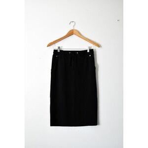 Elizabeth & Nicole Midi Skirt Womens S Black Drawstring‎ Pockets Stretch